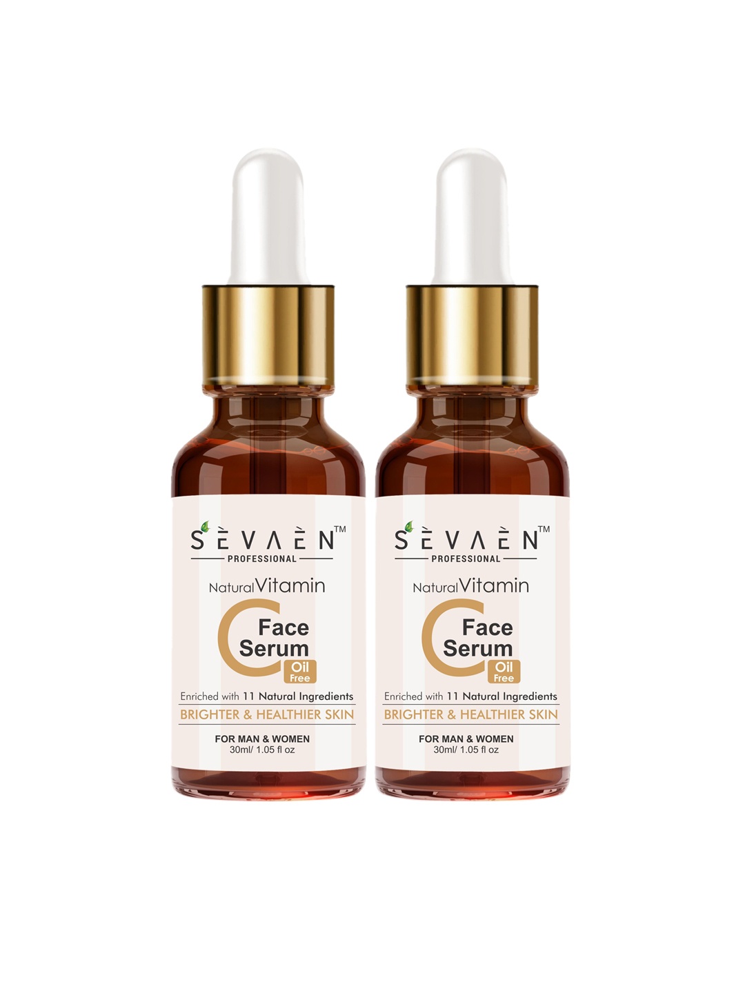 

SEVAEN Set Of 2 Vitamin C Brightening And Anti Acne Face Serum, Rose
