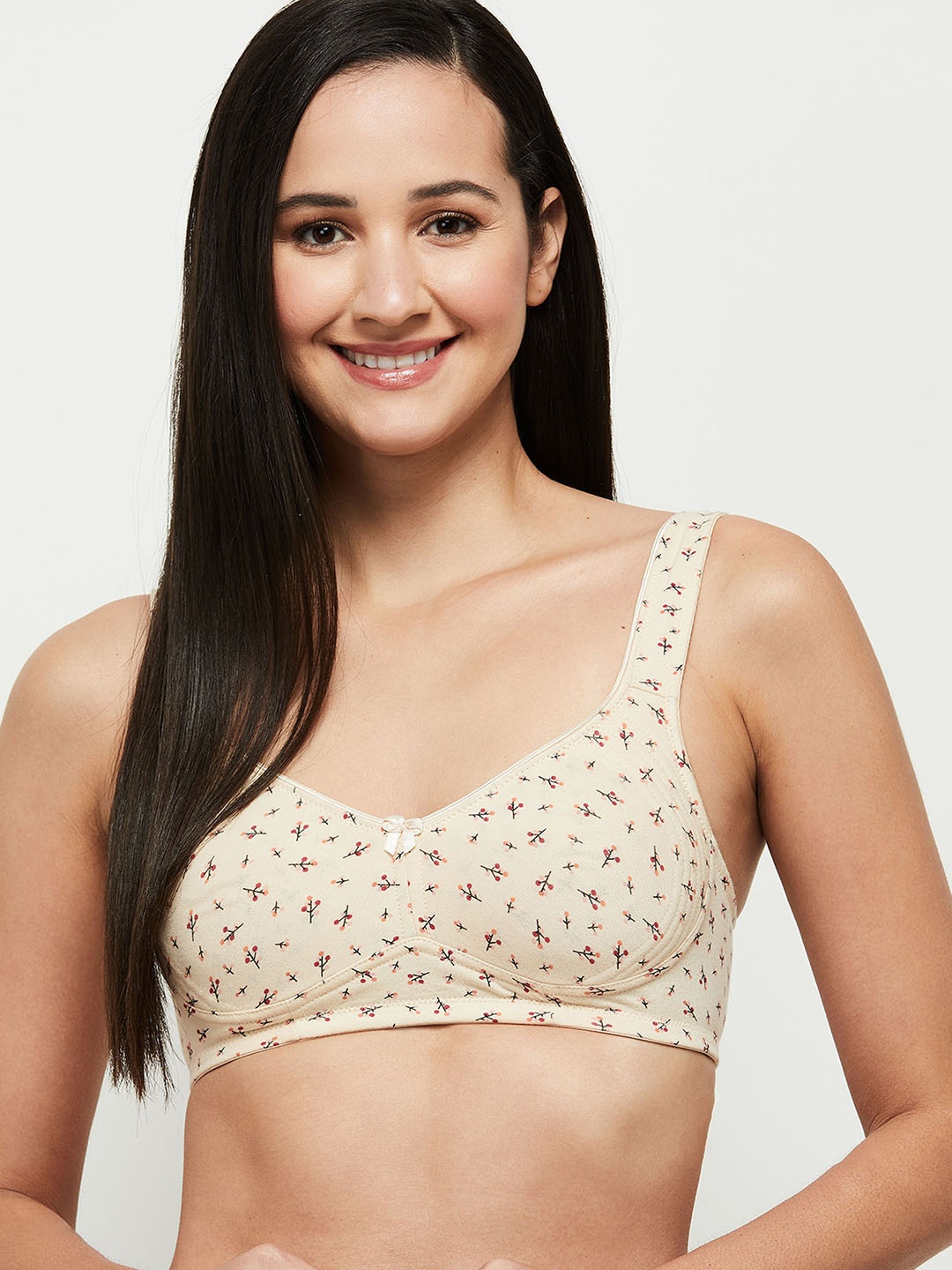 

max Cream-Coloured Printed Lightly Padded Cotton Bra