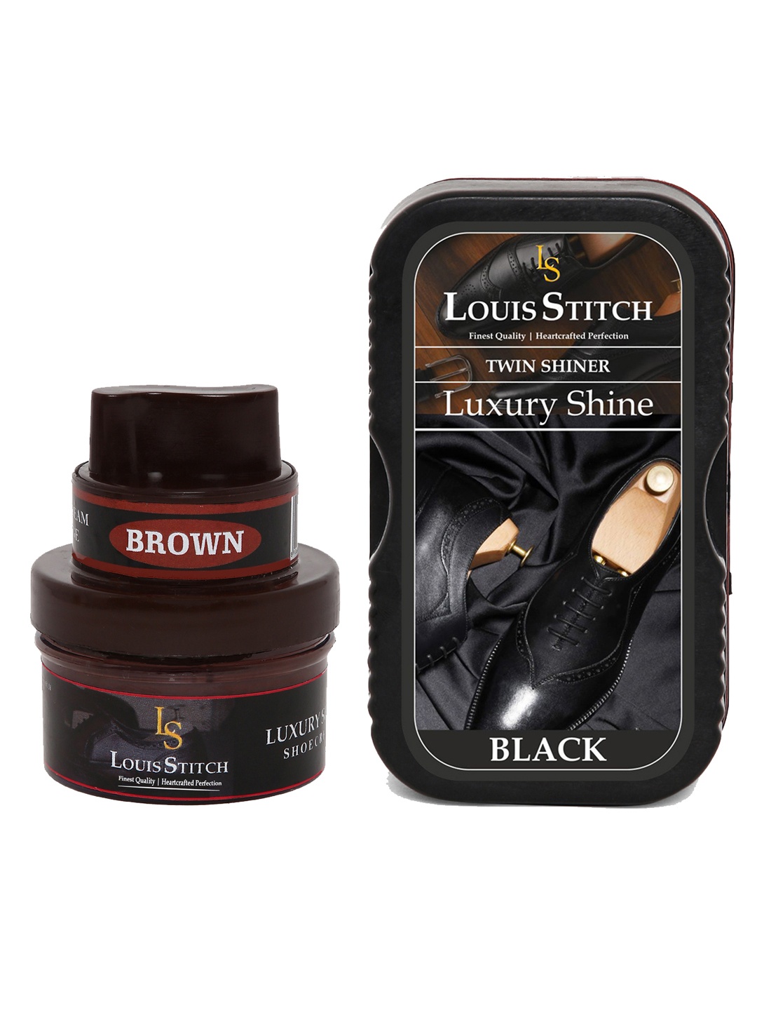 

LOUIS STITCH Pack of 2 Neutral Twin Shoe Shiner & Brown Shoe Cream for Leather Shoes