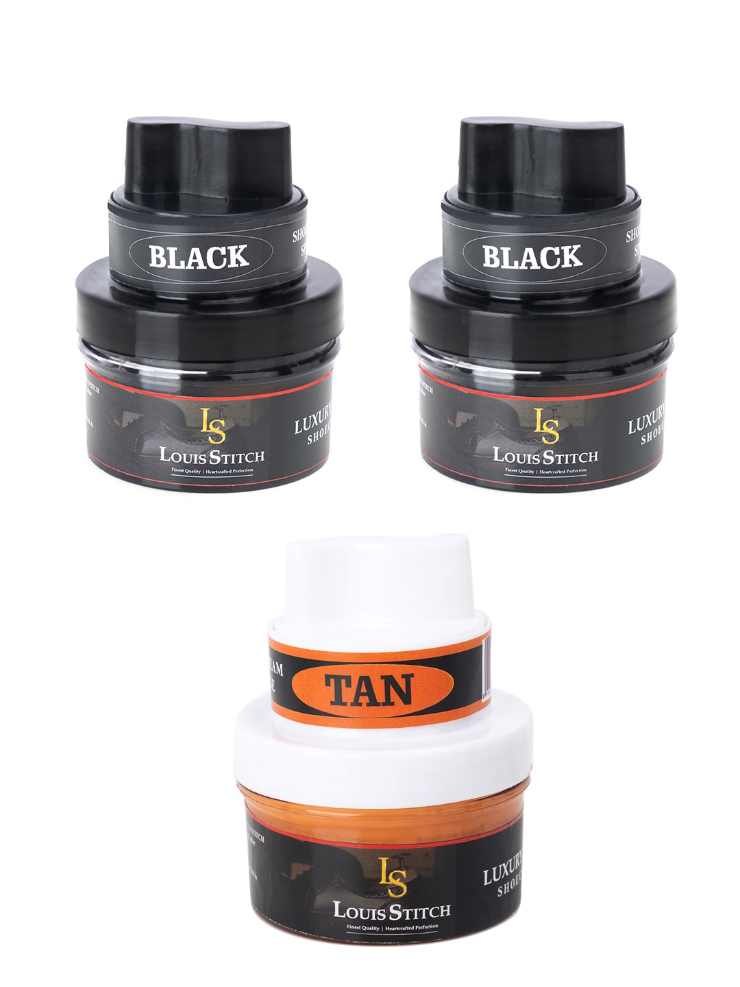 

LOUIS STITCH Set Of 3 Shoe Cream with Applicator, Black