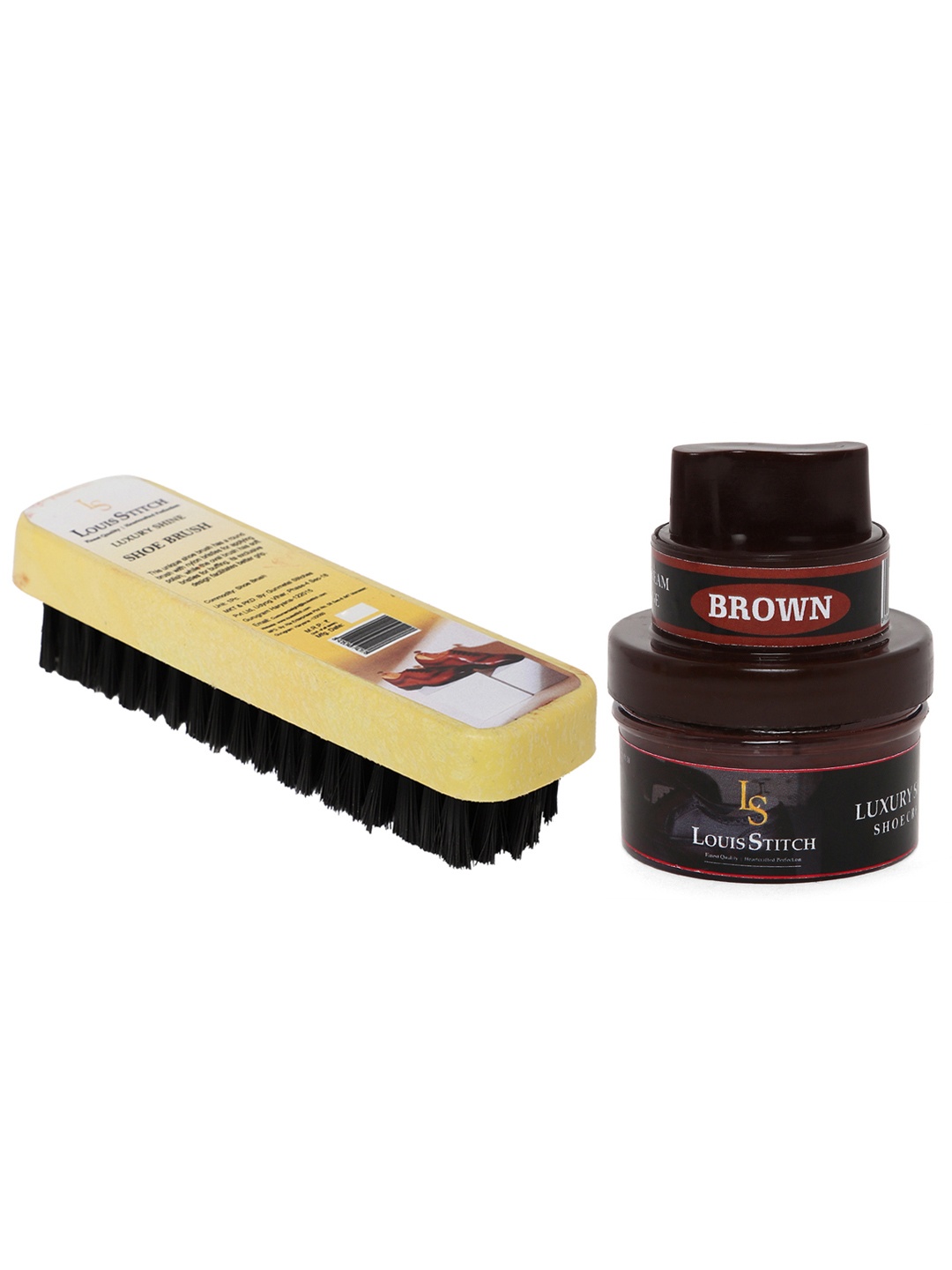 

LOUIS STITCH Set Of 2 Brown Shoe Cream With Applicator & Brush