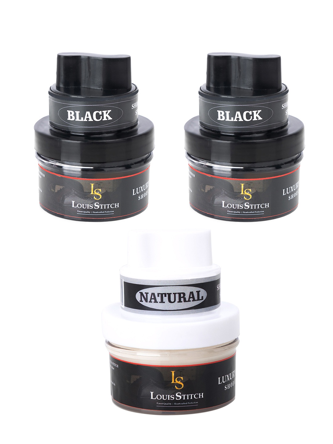 

LOUIS STITCH Set Of 3 Neutral and Black Shoe Creams With Applicator