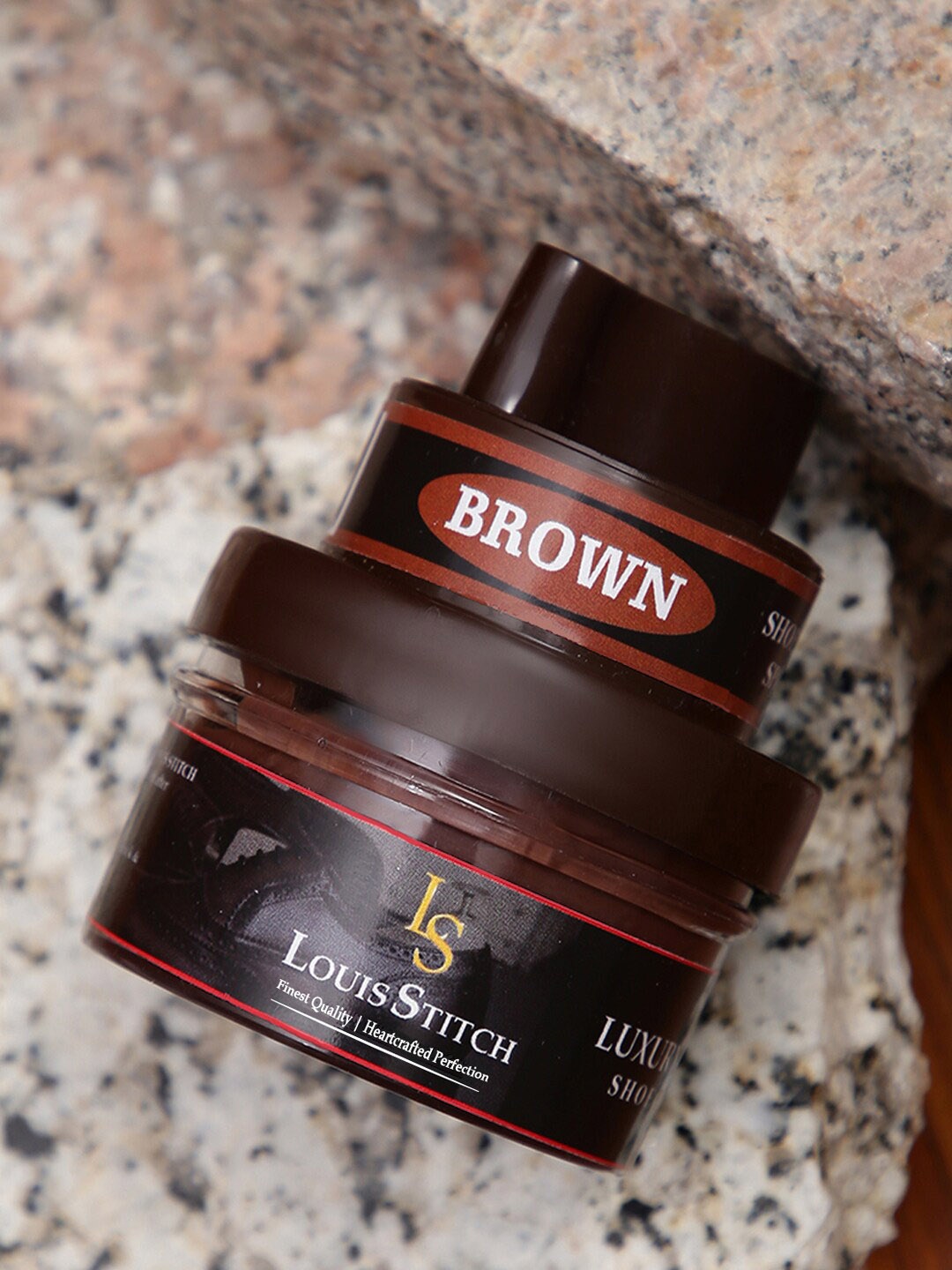 

LOUIS STITCH Set Of 2 Brown Shoe Cream With Applicator & Brush