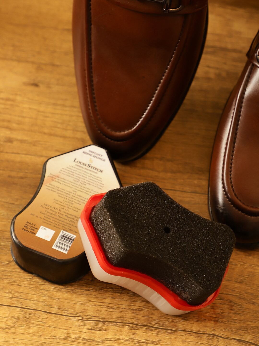 

LOUIS STITCH Set of 2 Shoe Brush & Shoe Shiner For Leather Shoes, Brown