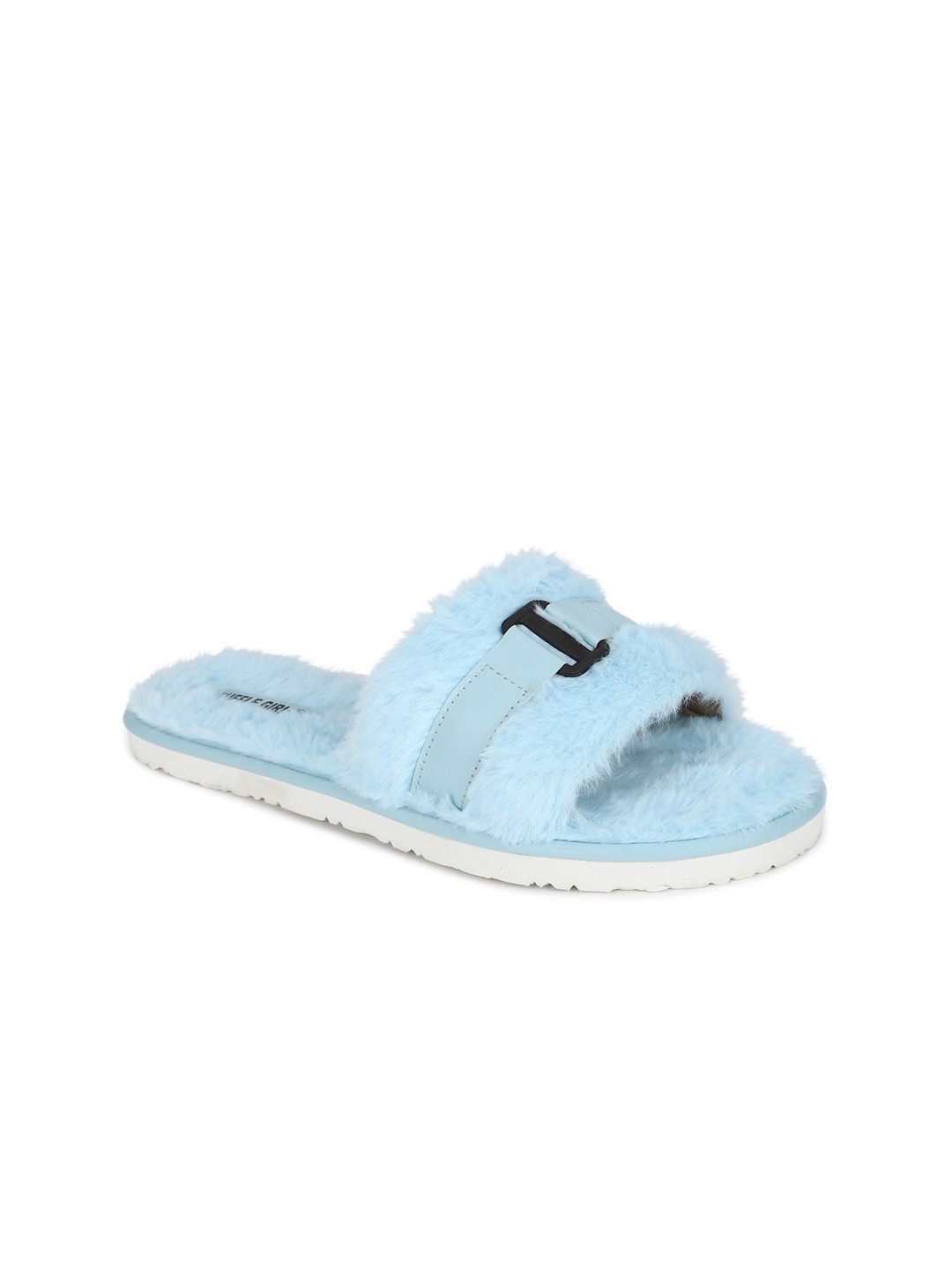

Truffle Collection Women Blue Embellished Open Toe Flats with Tassels