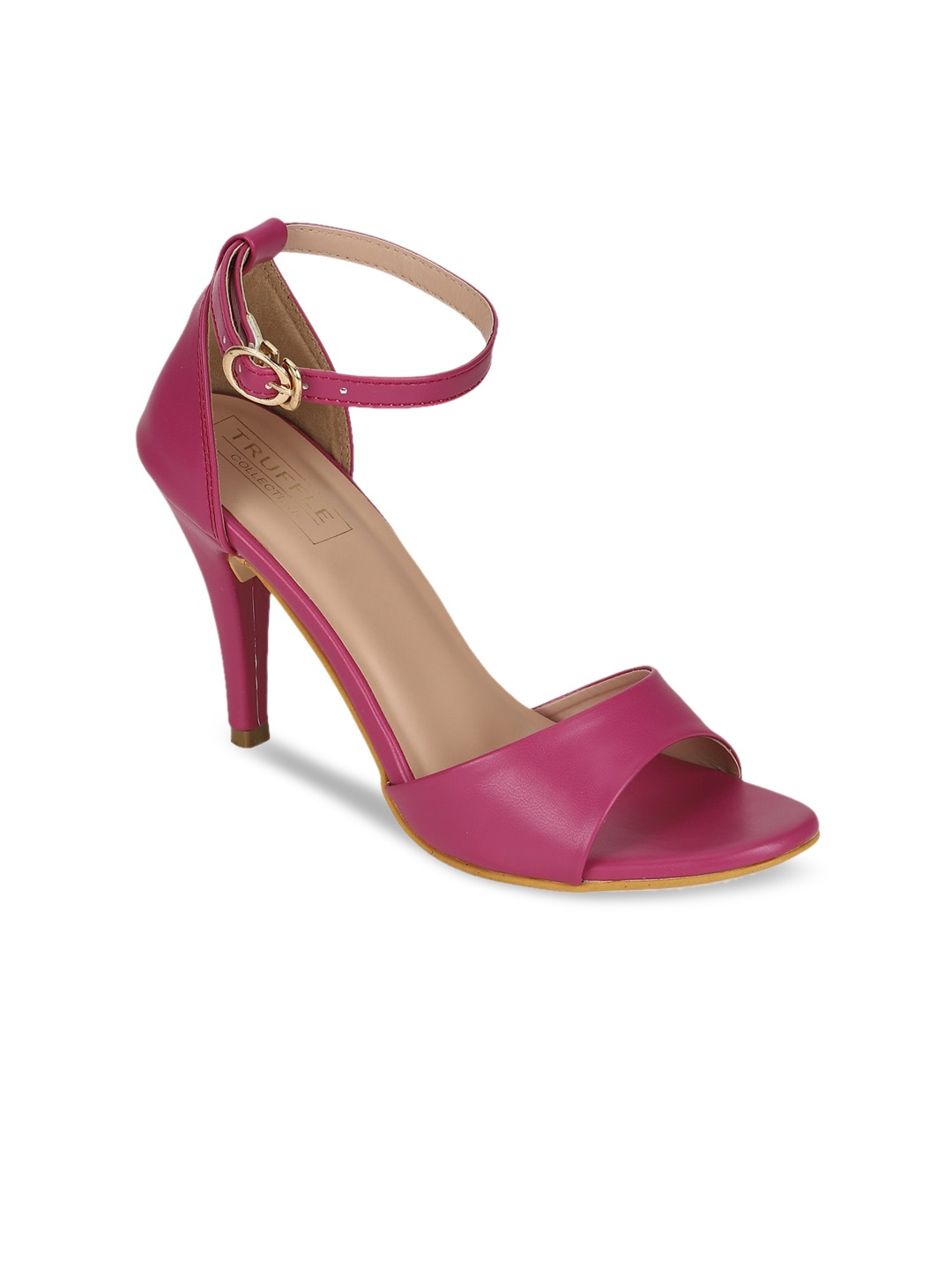 

Truffle Collection Fuchsia PU Stiletto Peep Toes with Buckles