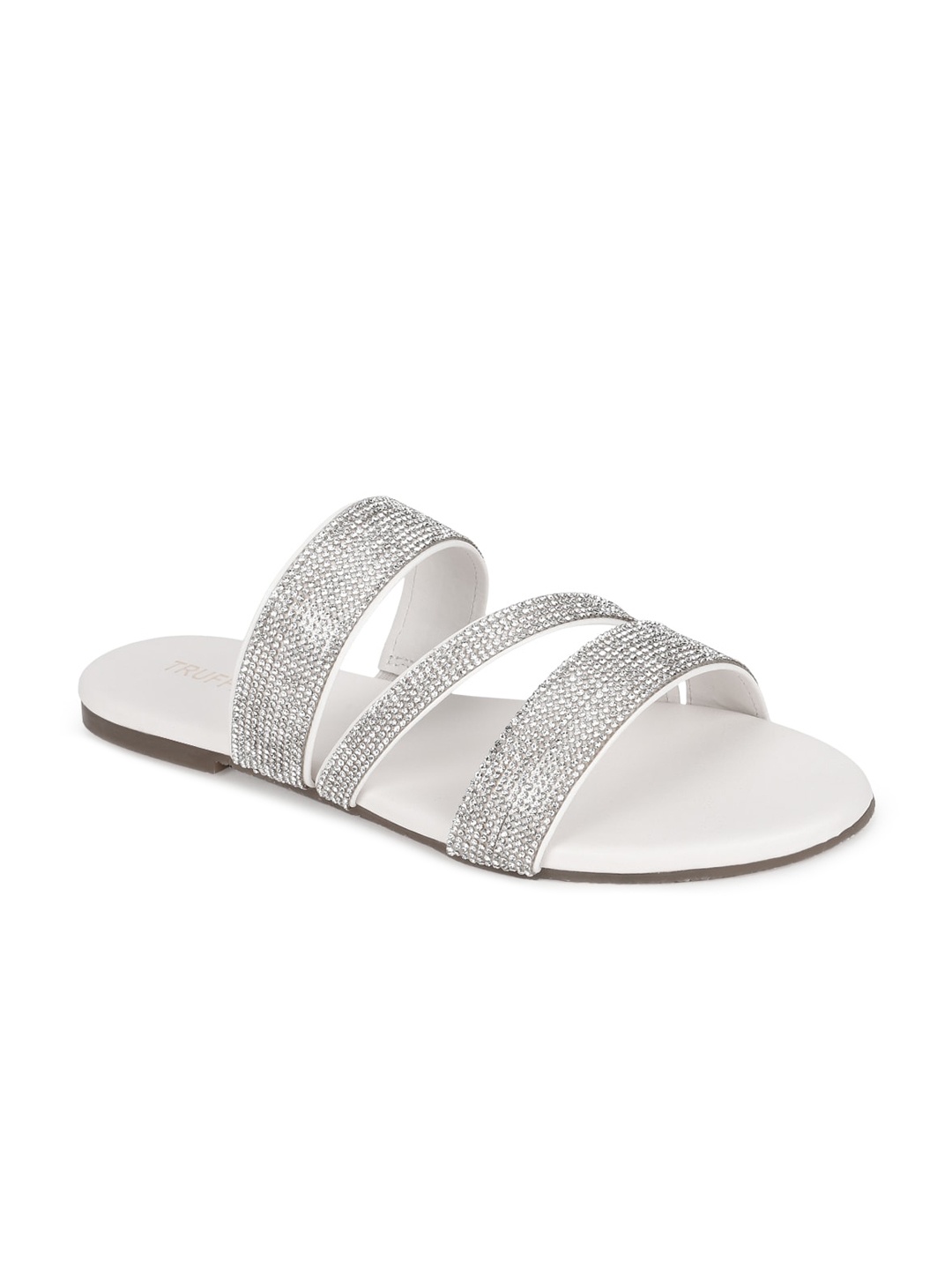

Truffle Collection Women White Embellished Open Toe Flats
