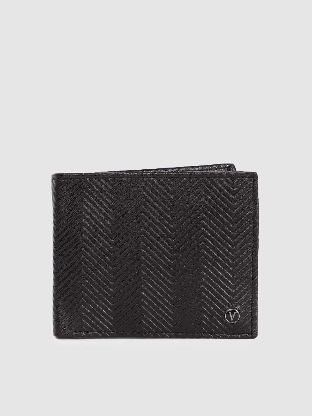 

Van Heusen Men Black Textured Leather Two Fold Wallet