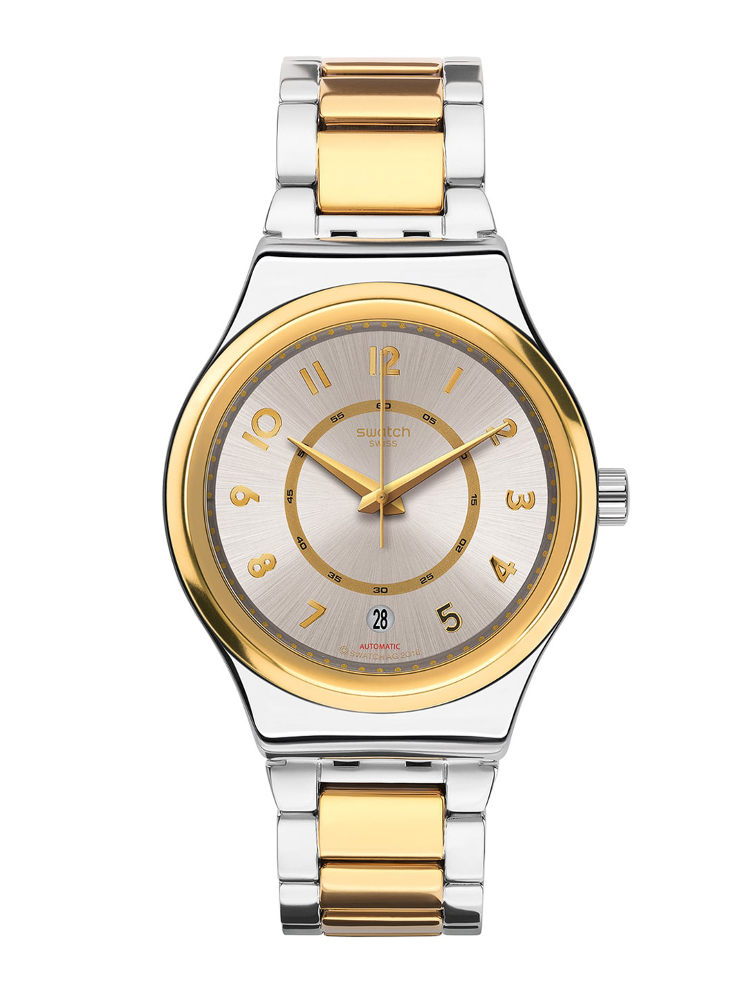 

Swatch Unisex Embellished Dial & Stainless Steel Bracelet Style Straps Analogue Watch YIS410G, Grey