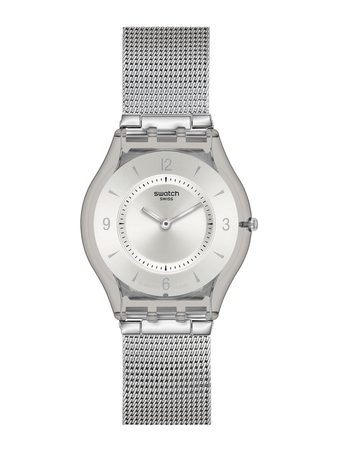 

Swatch Unisex Embellished Dial & Stainless Steel Bracelet Style Straps Analogue Watch SS08M100M, Grey