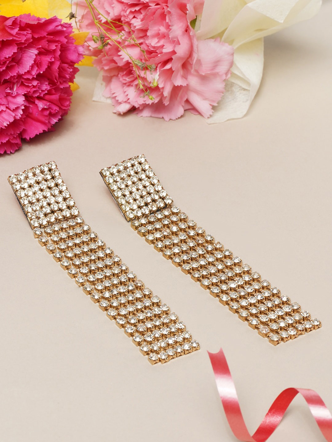 

Awadhi Rose Gold-Plated Drop Earrings
