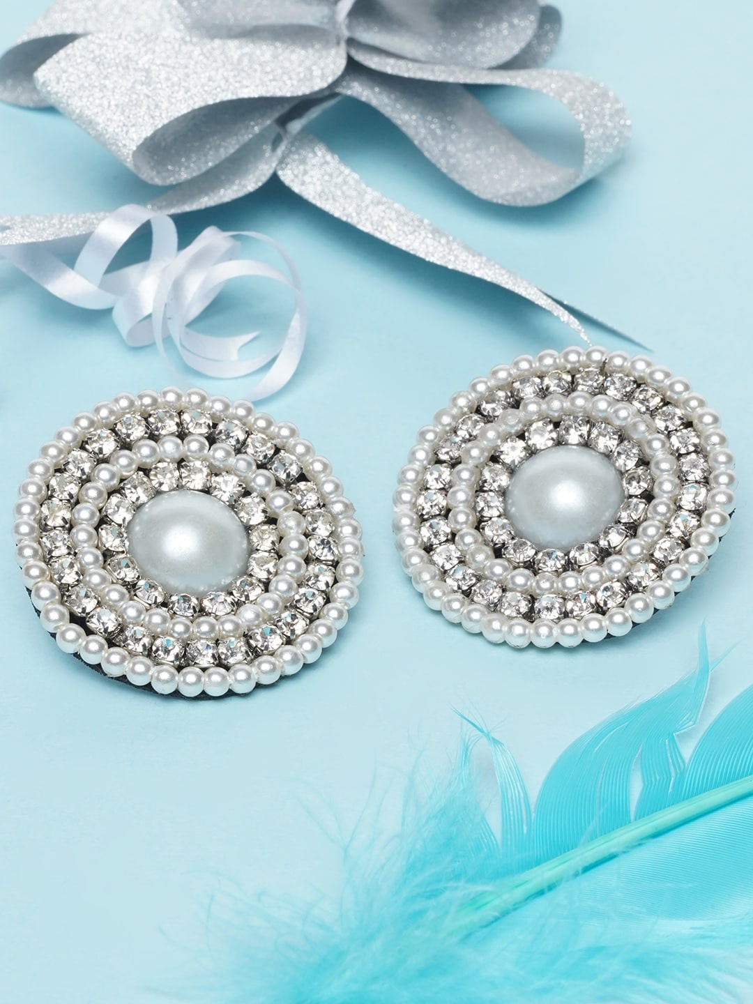 

Awadhi White Circular Studs Earrings