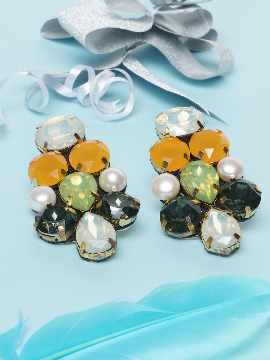 

Awadhi Yellow Contemporary Drop Earrings