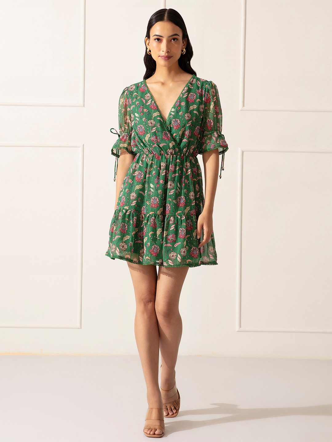 

20Dresses Green Floral Chiffon Dress