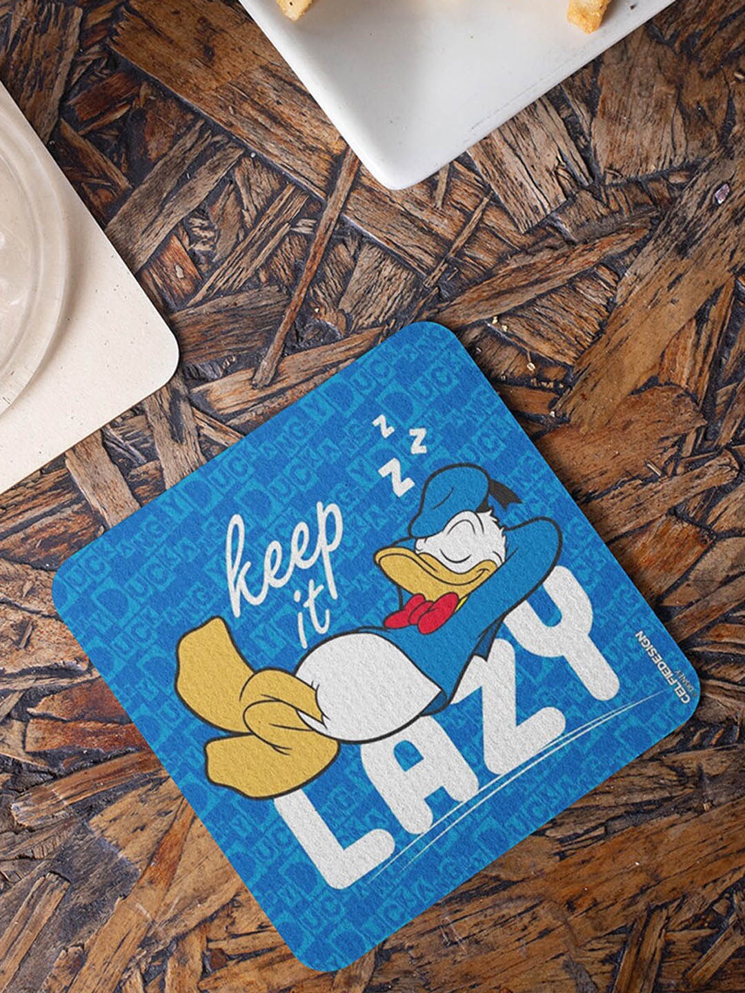 

macmerise Set of 6 Donald Duck Printed Square Coasters, Blue