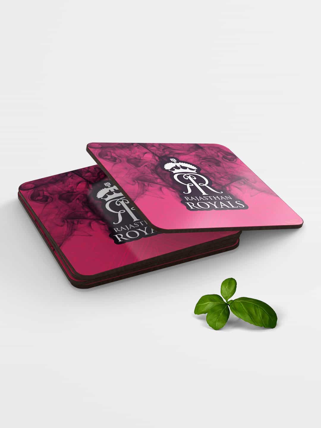 

macmerise Set of 6 Rajasthan Royals Crest Printed Coasters, Pink