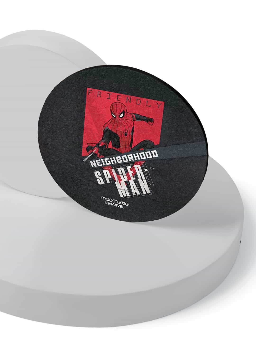 

macmerise Set of 6 Neighborhood Spidey Circular Coaster, Black