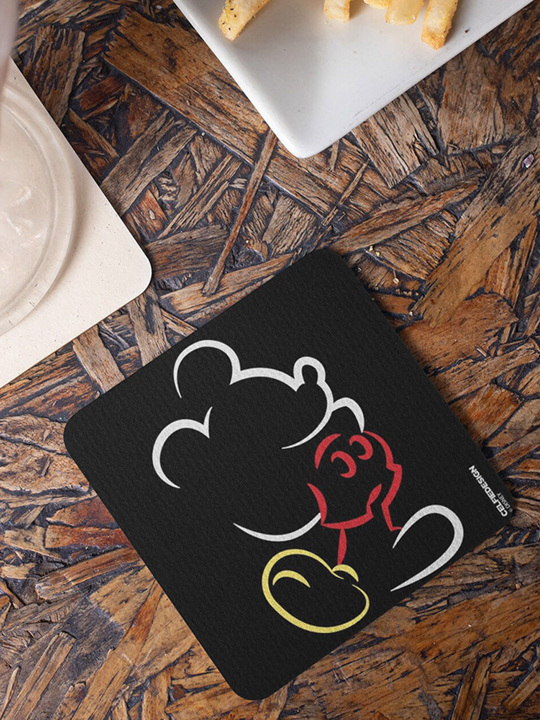 

macmerise Set of 6 Mickey Silhouette Stroke Coasters, Black