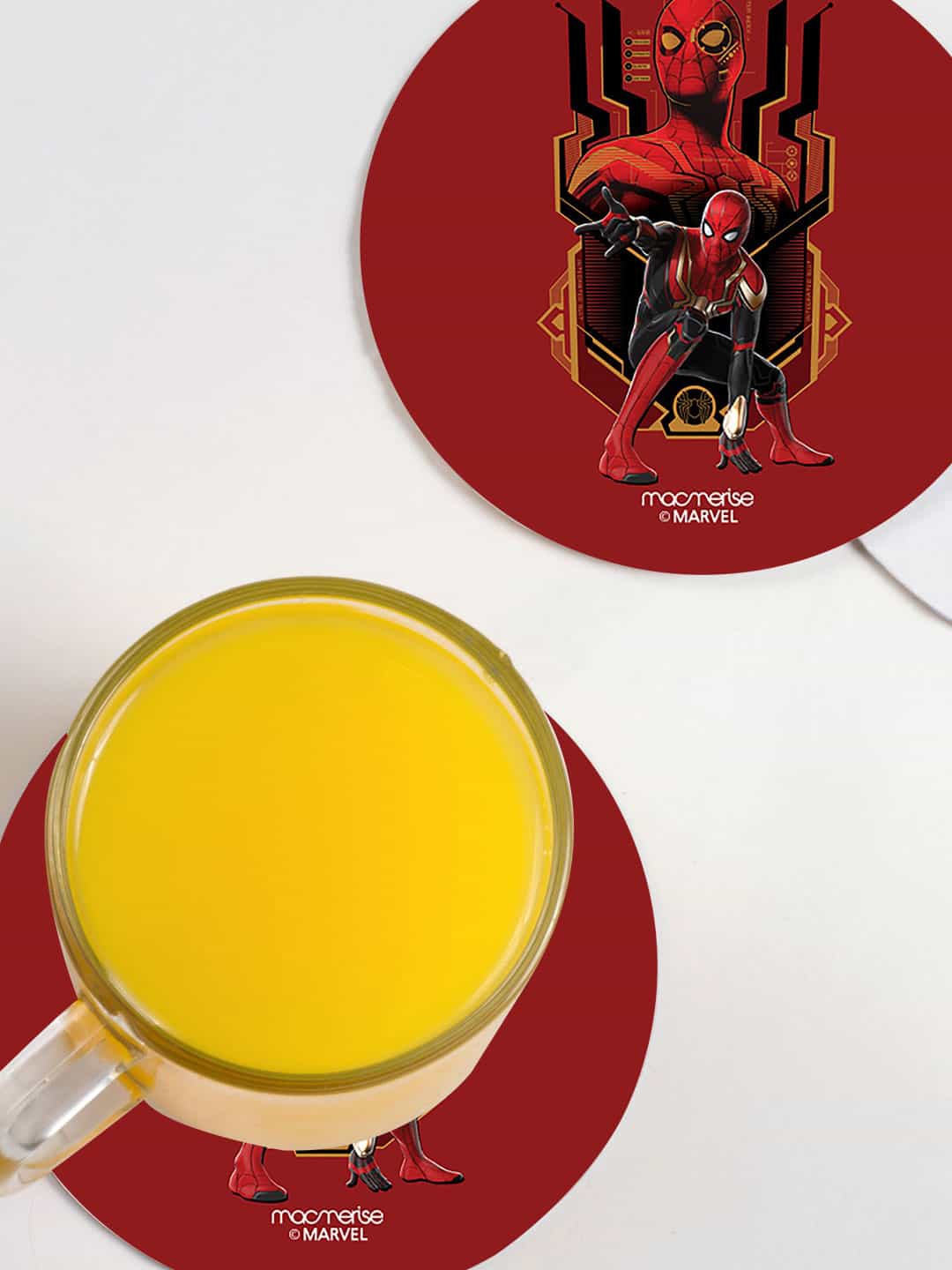 

macmerise Set of 6 Spidey Strikes Circular Coaster, Red