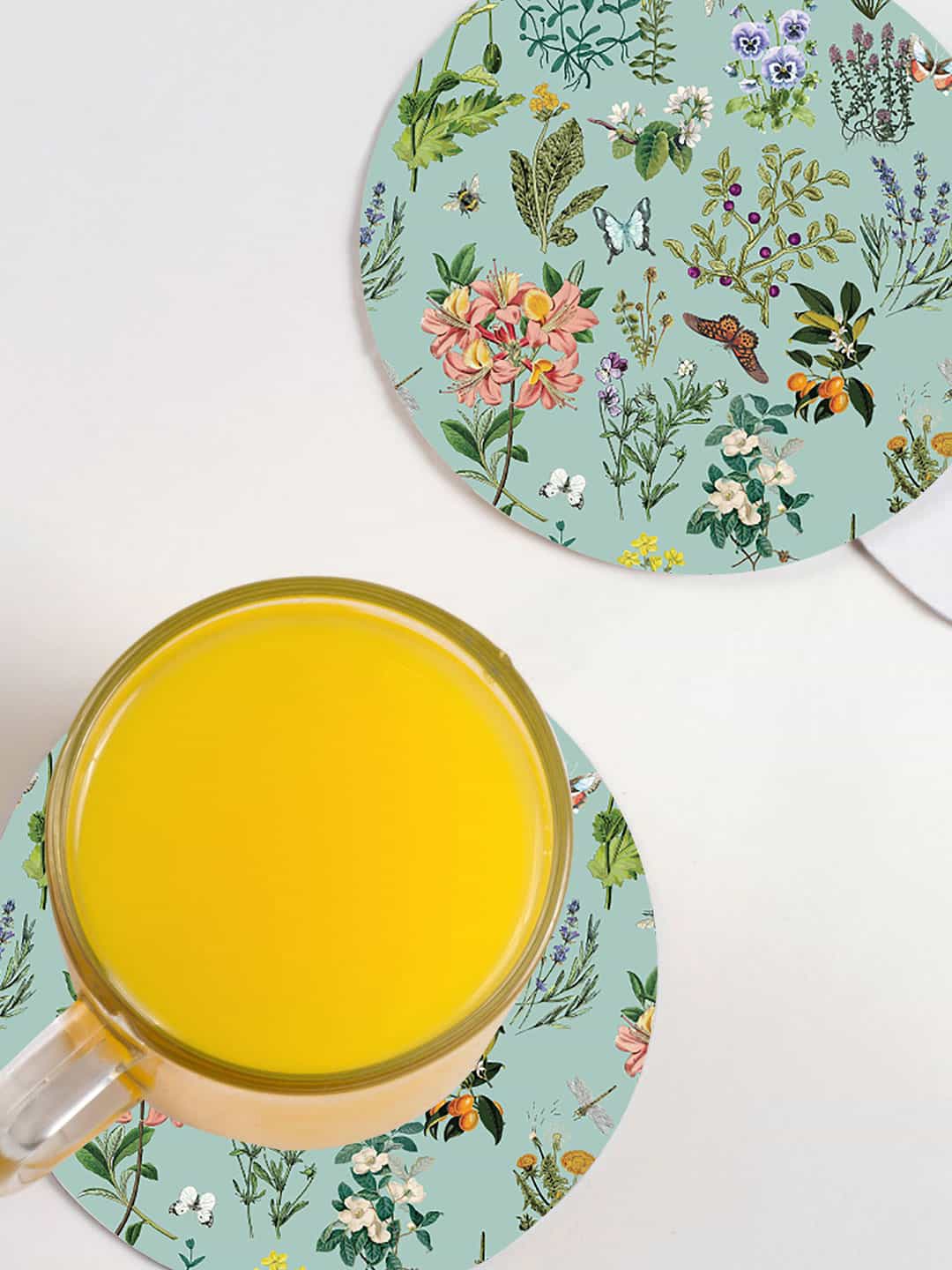 

macmerise Set of 6 Payal Singhal Titli Circular Coasters, Green