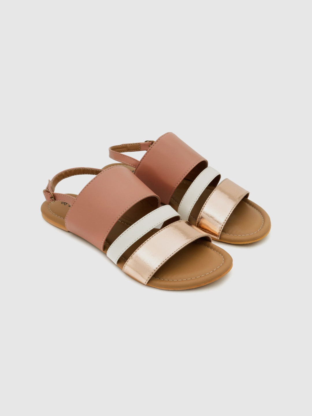 

daisie Women Pink Colourblocked Open Toe Flats with Bows