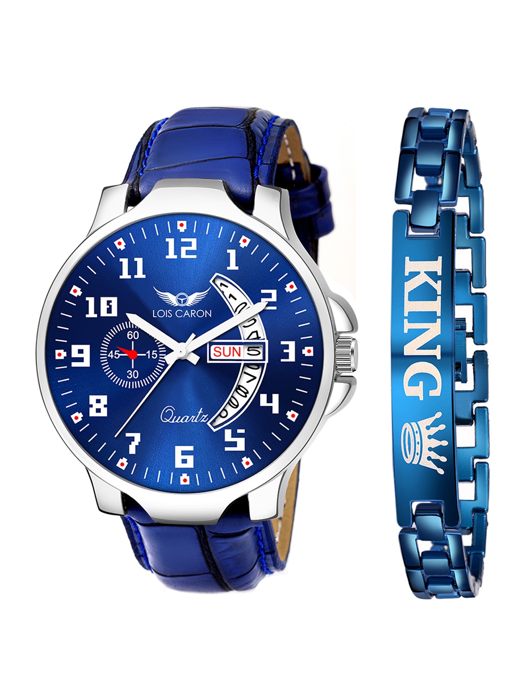 

LOIS CARON Men 2 Piece Blue Dial & Leather Straps Analogue Wrist Watch MLC-8804