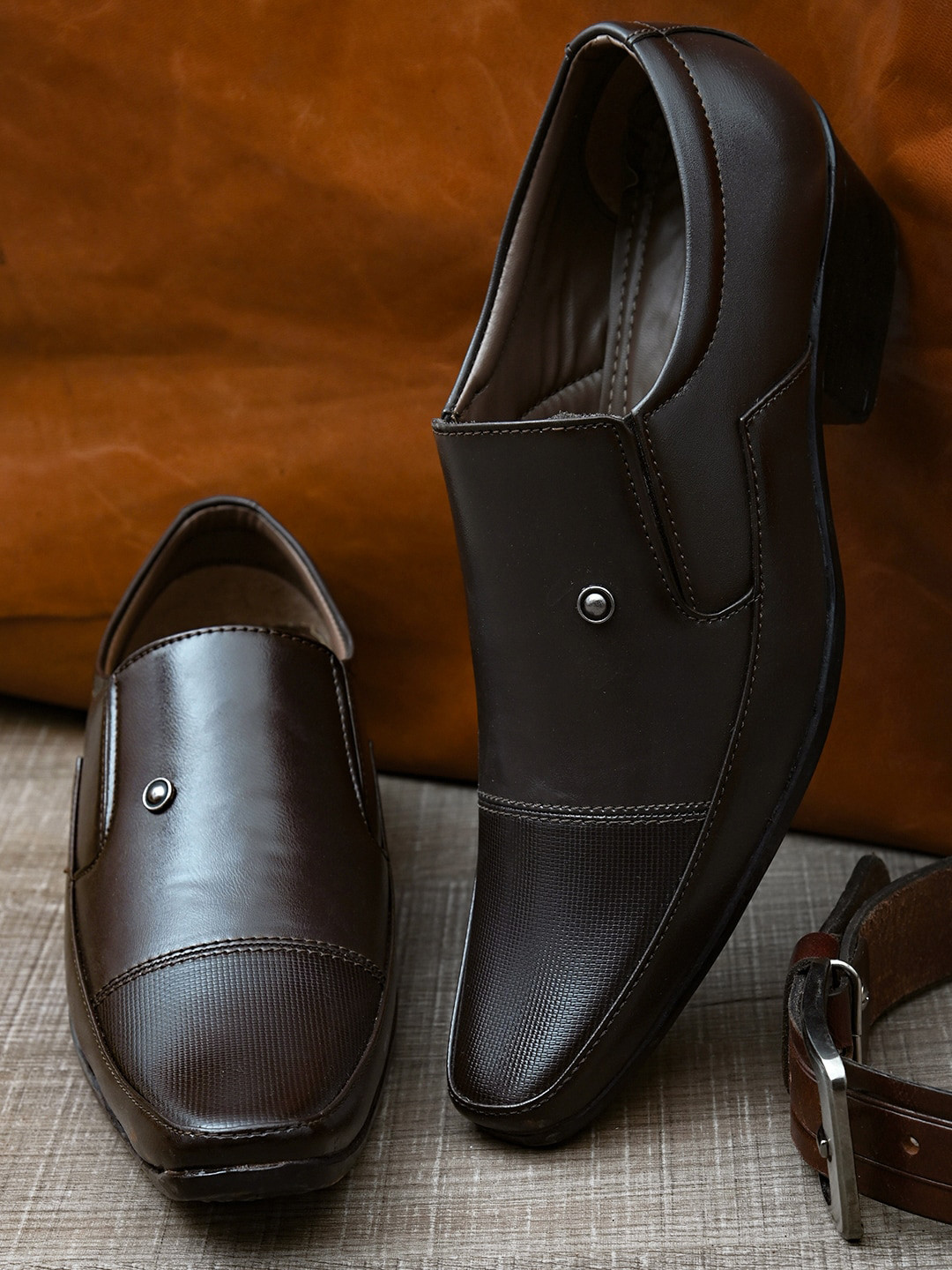 

Sir Corbett Men Brown Solid Formal Slip-Ons
