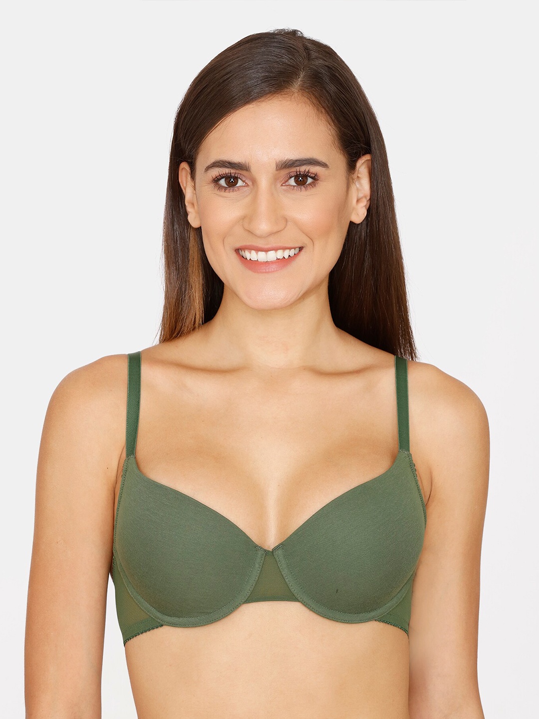

Zivame Green Solid Underwired Medium Coverage T-shirt Bra