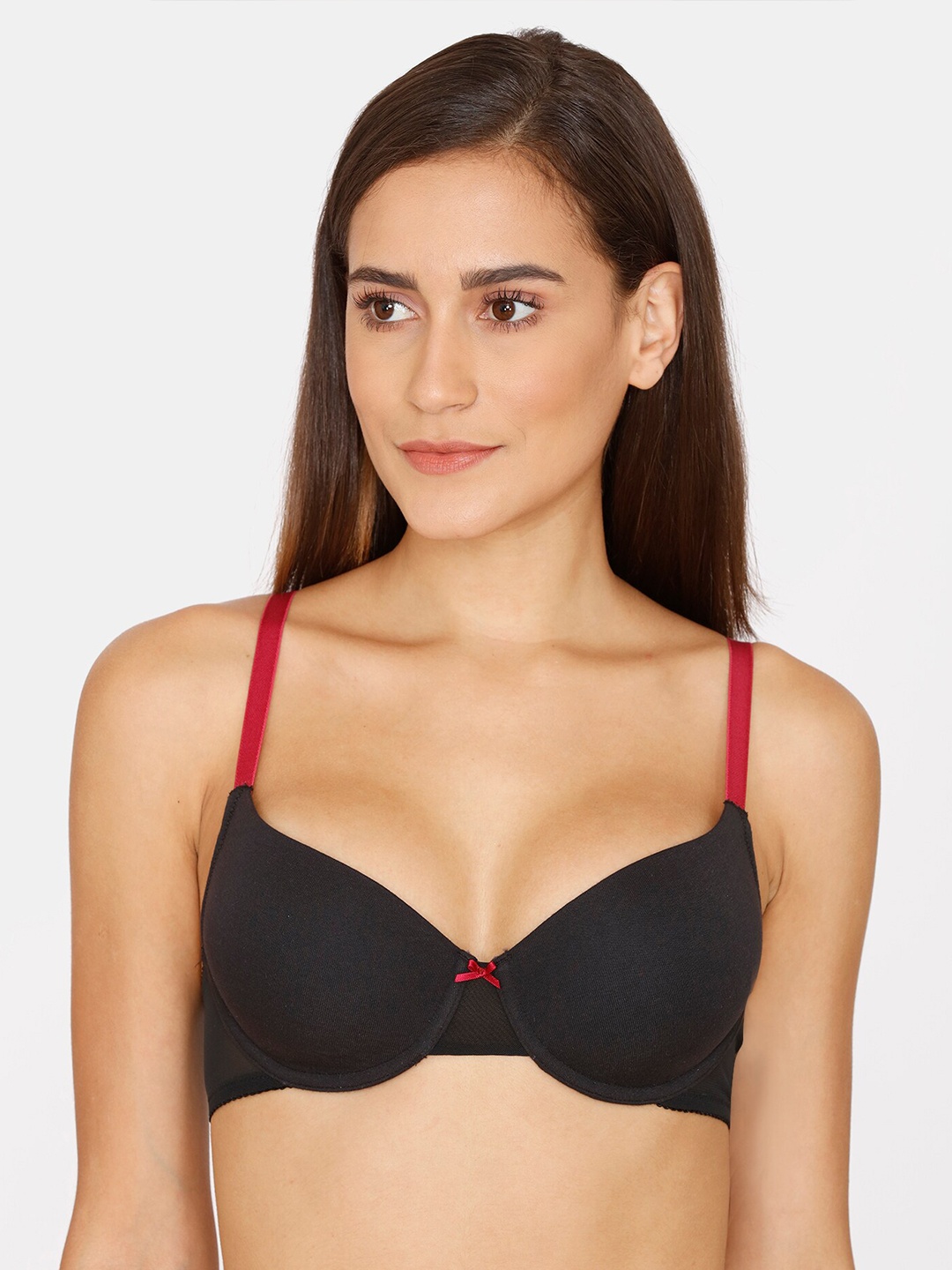 

Zivame Black & Pink Solid Pure Cotton T-shirt Bra - Underwired Lightly Padded