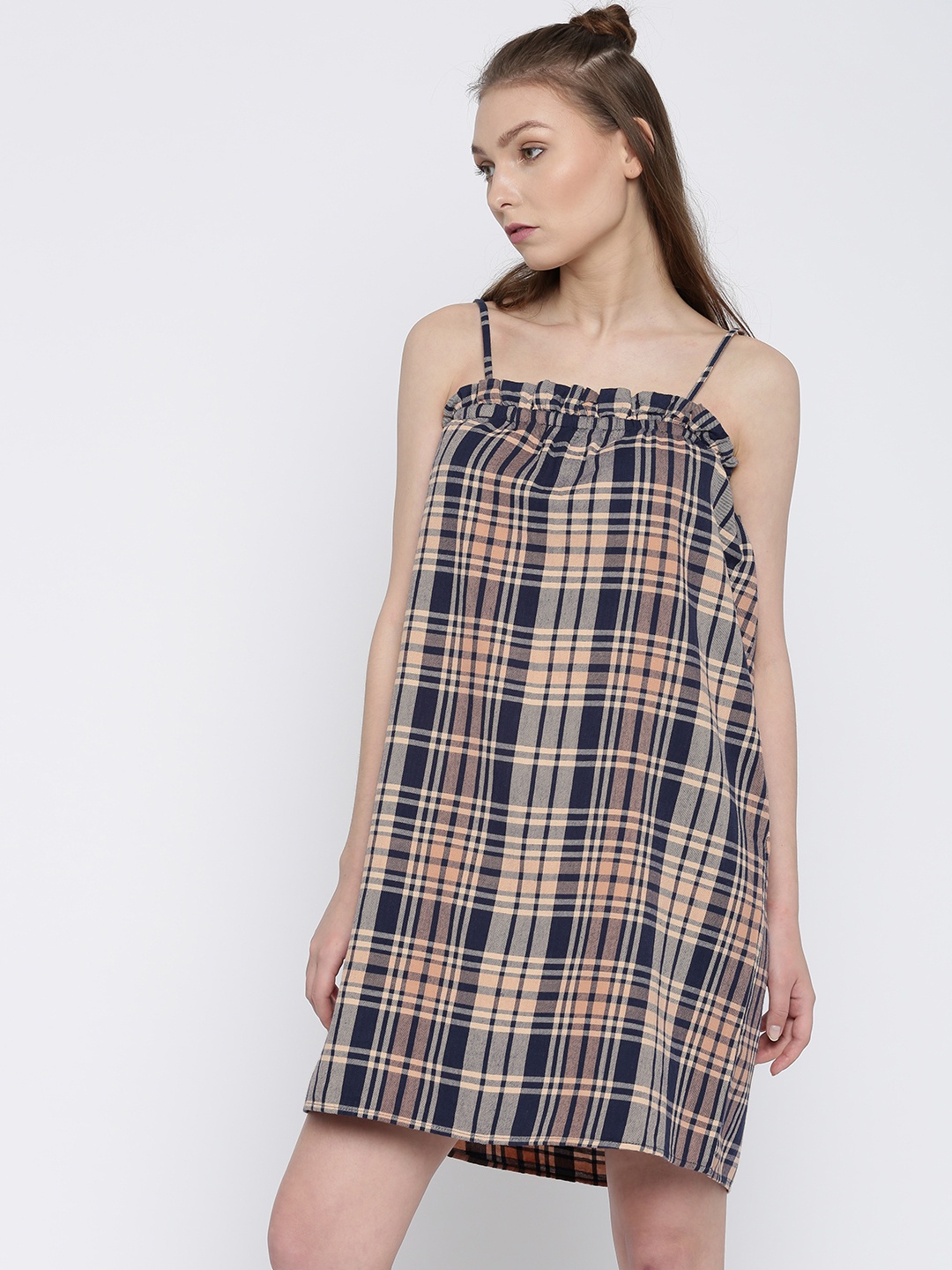 

Vero Moda Navy Checked Slip Dress, Navy blue