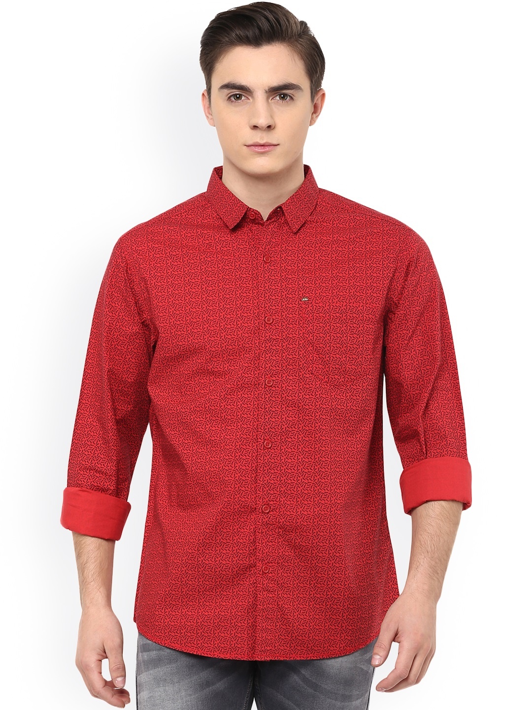 

SPYKAR Men Red Slim Fit Printed Casual Shirt
