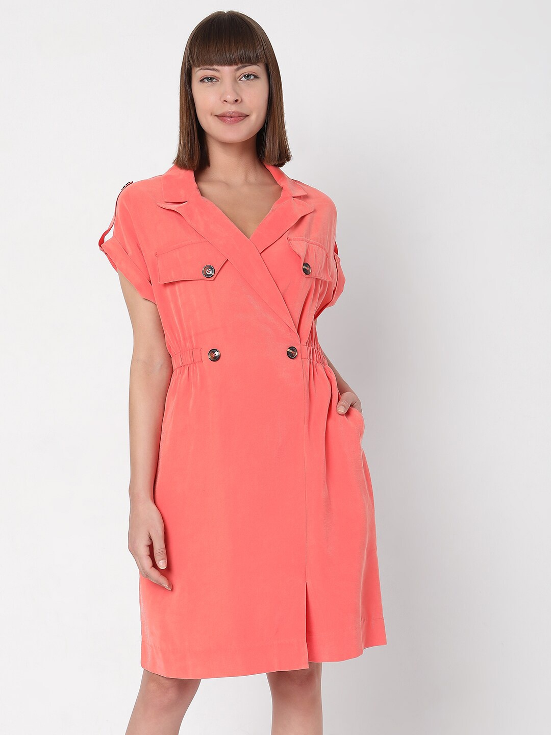 

Vero Moda Women Peach-Coloured Blazer Dress