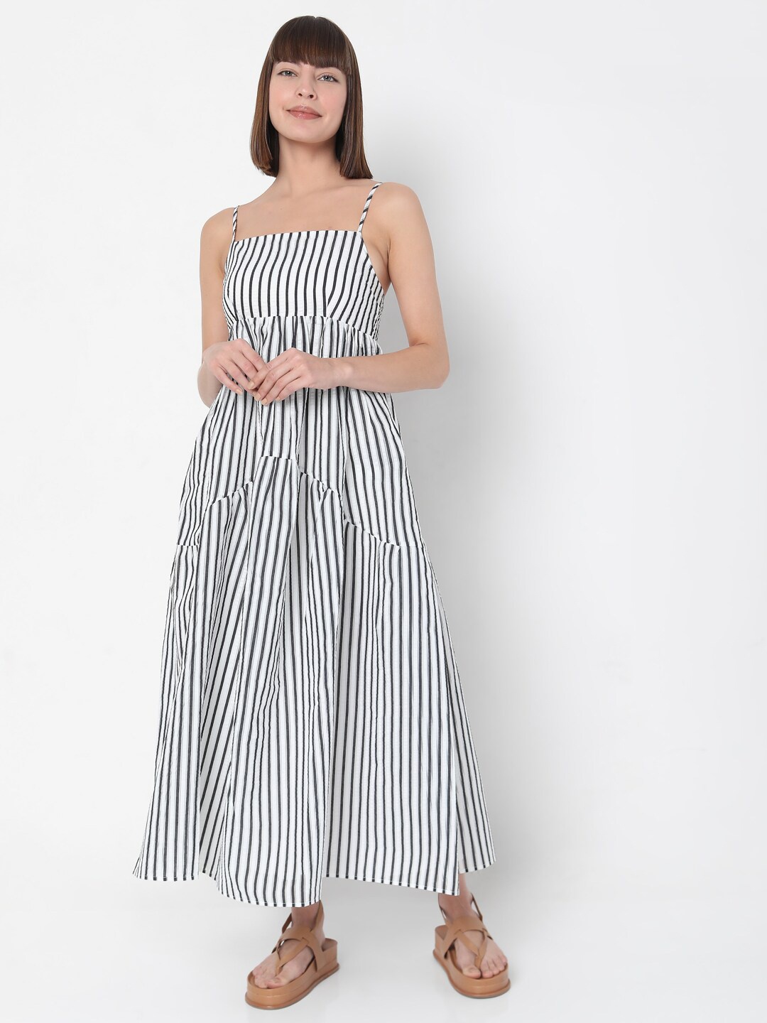 

Vero Moda Women Striped Midi Dress, White