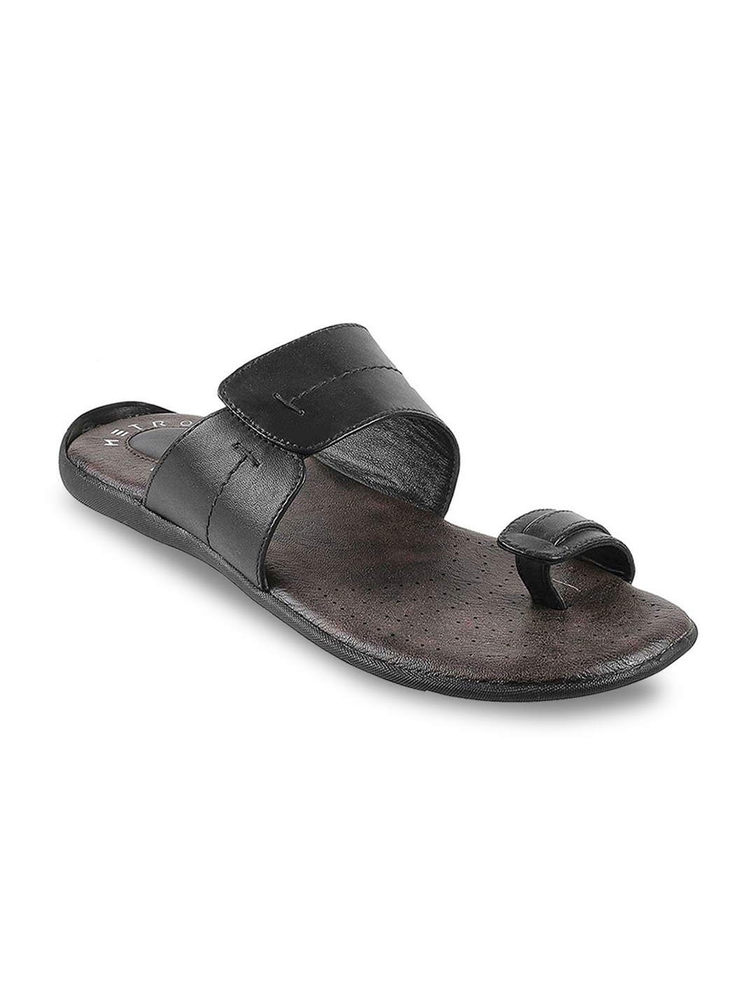 

Metro Men Black & Brown Leather Comfort Sandals