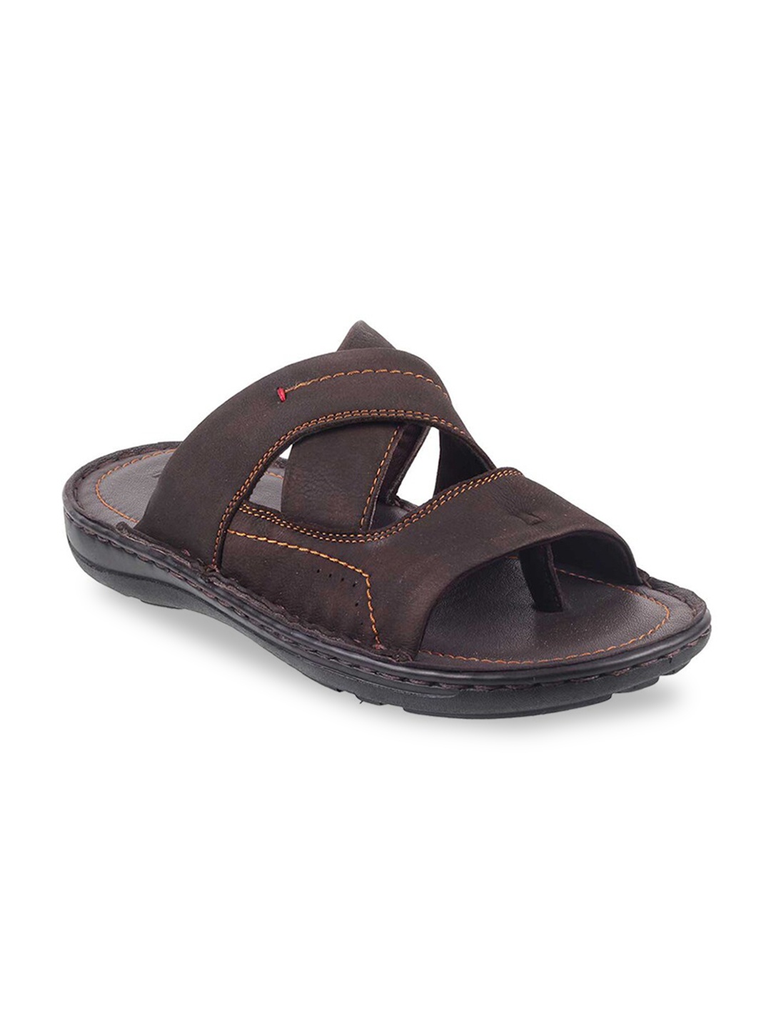 

Metro Men Brown Solid Comfort Sandals