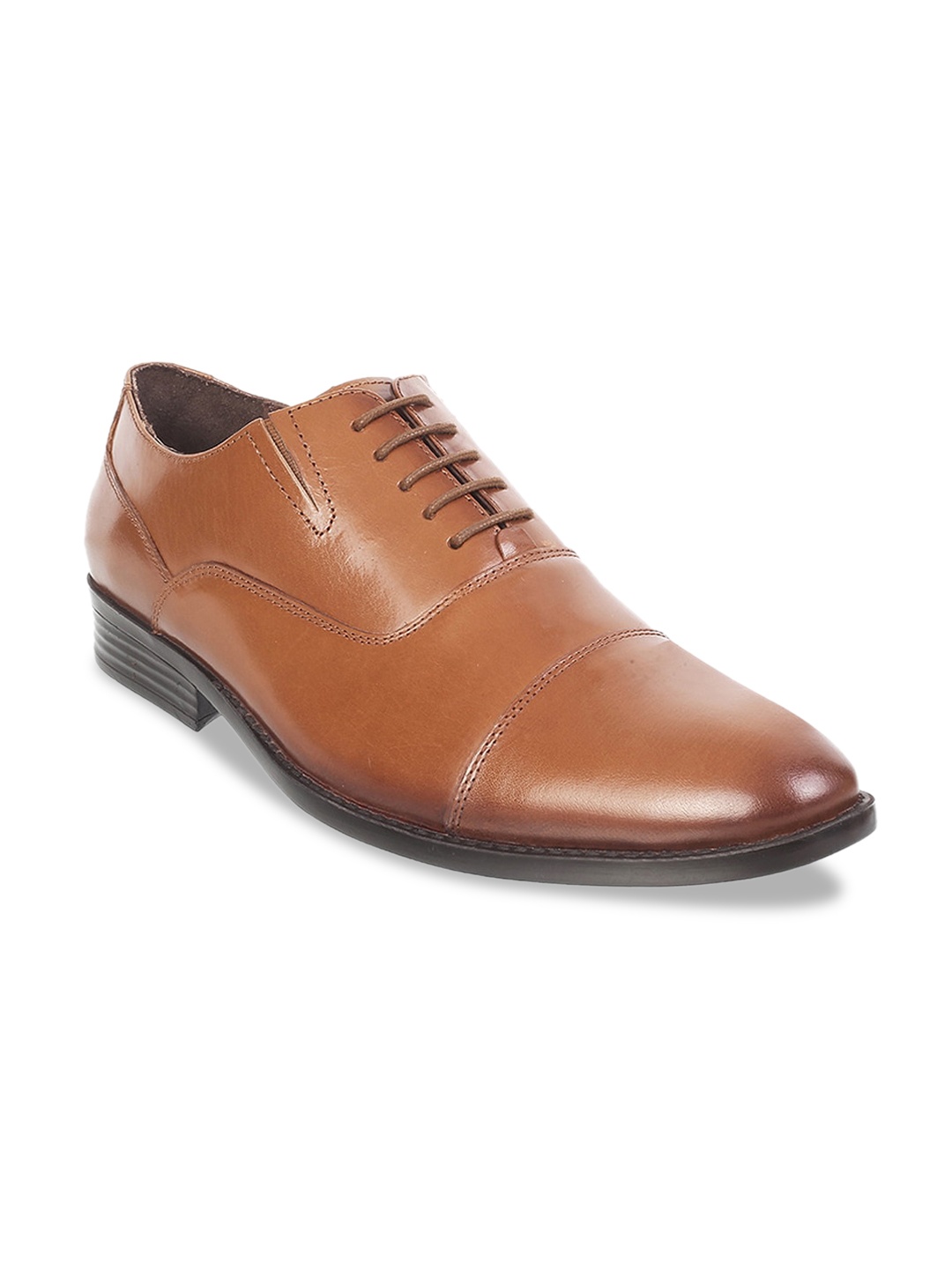 

Metro Men Tan-Brown Solid Leather Formal Derbys