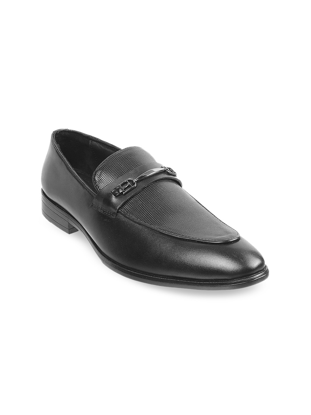 

Metro Men Black Solid Leather Formal Loafers