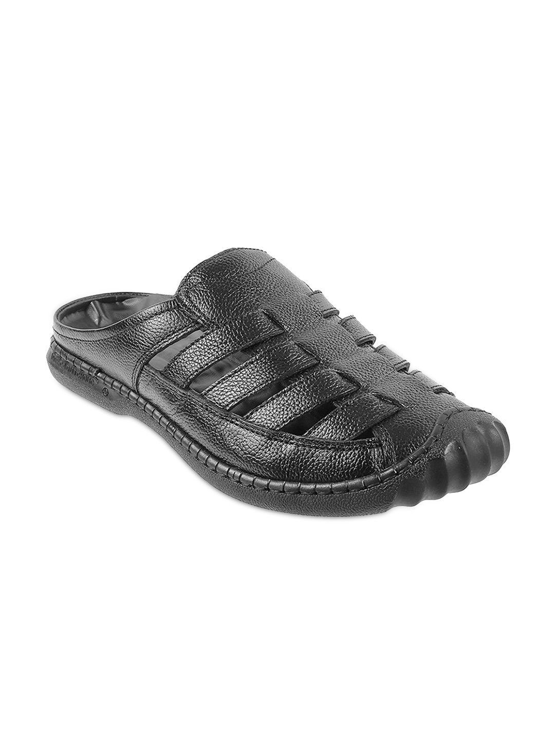 

Metro Men Black Leather Clogs Sandals