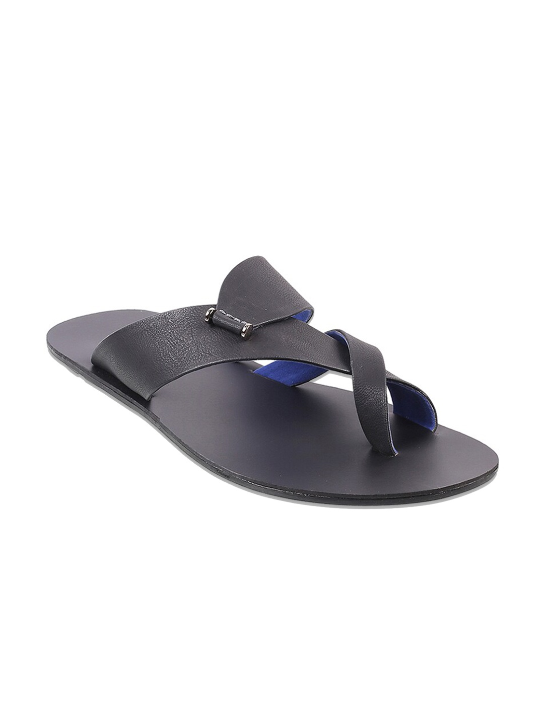 

Metro Men Black & Blue Leather Comfort Sandals