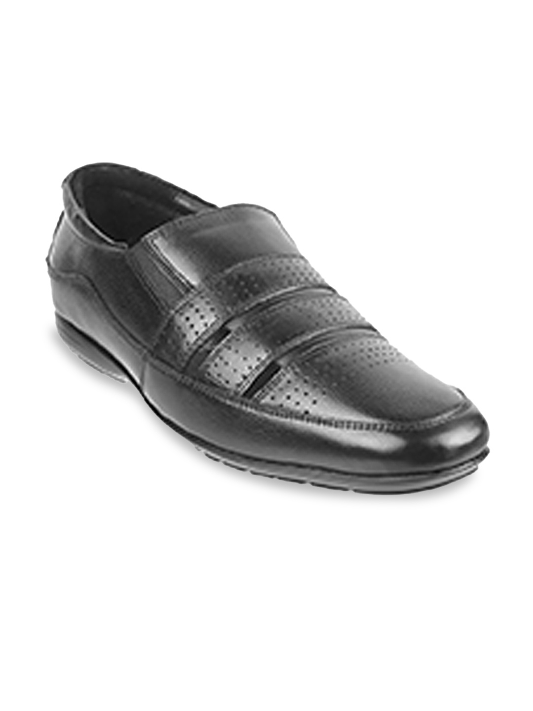 

Metro Men Black Leather Shoe-Style Sandals