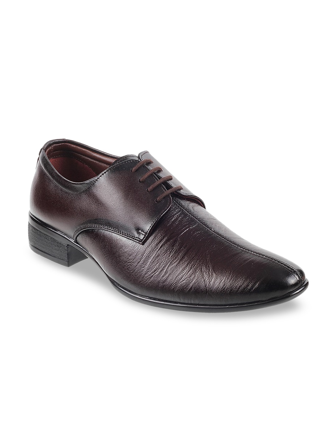 

Metro Men Maroon Solid Leather Textured Formal Oxfords