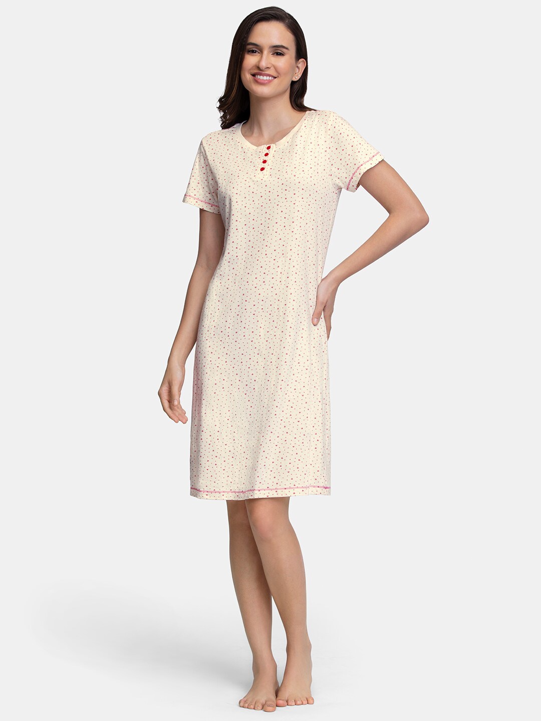 

Amante Off White Printed Nightdress