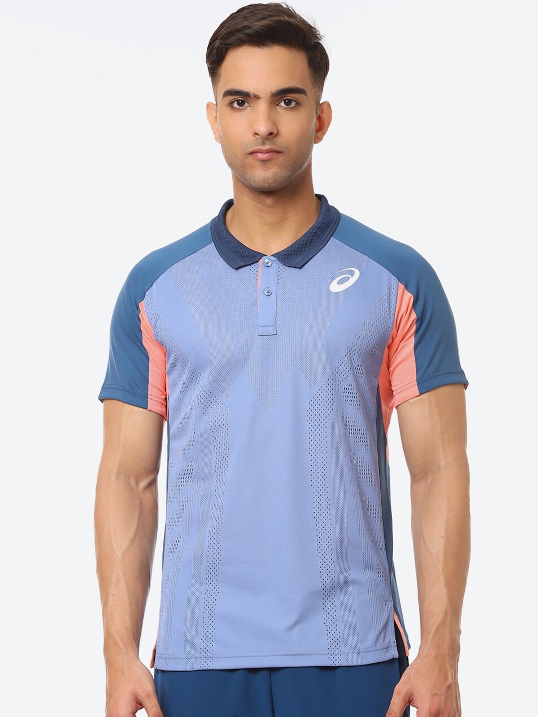 

ASICS Men Match Actibreeze Polo Colourblocked Polo Collar T-shirt, Blue