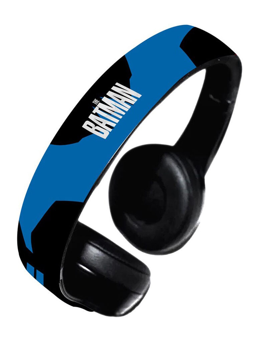 

macmerise Black & Blue Printed Over-Ear Wireless Headphones with 9 Hrs Battery & Mic