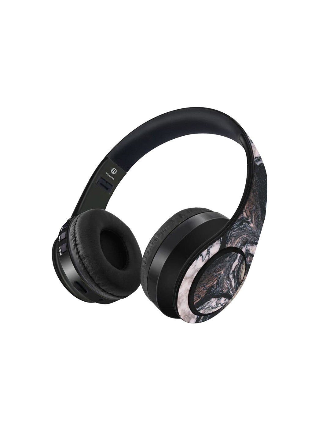 

macmerise Black Printed Marble Twist Bluetooth On Ear Headphones with 9 Hrs Battery & Mic, Multi