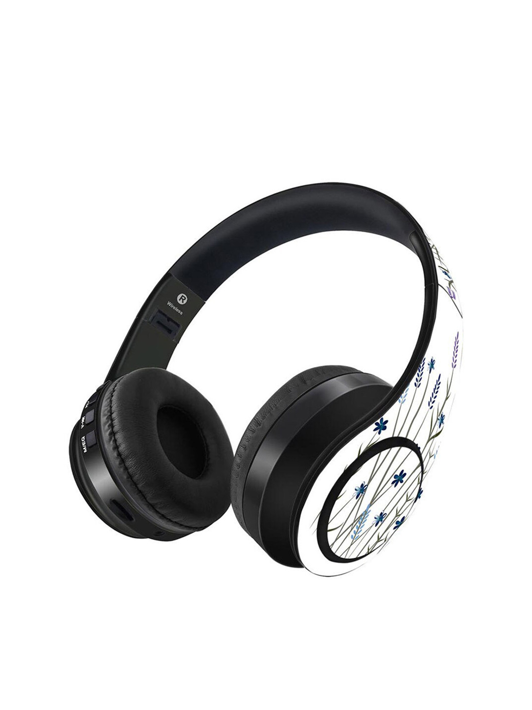 

macmerise Black White Printed Quill Bluetooth On Ear Headphones with 9 Hrs Battery & Mic