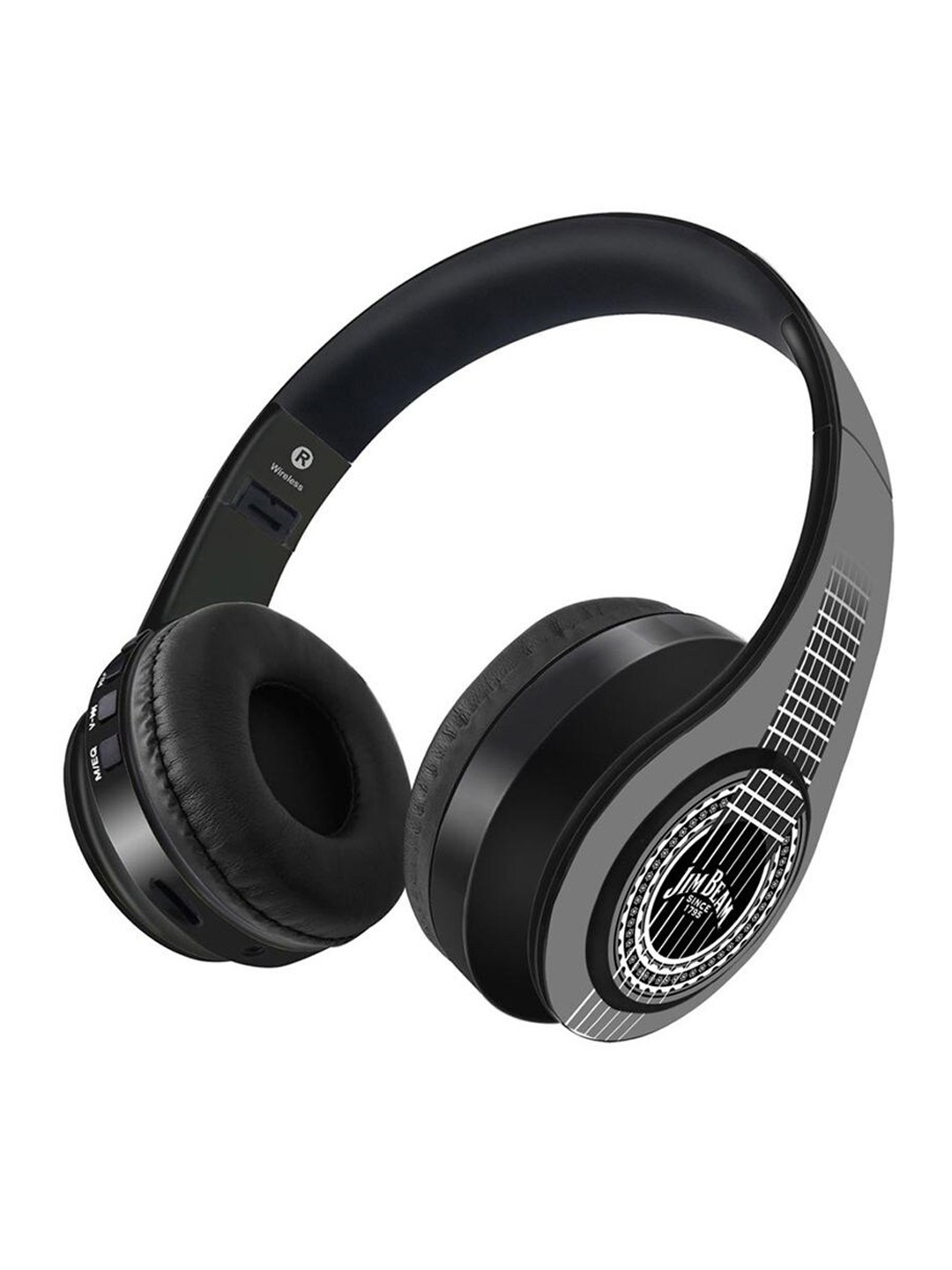 

macmerise Grey Printed Bluetooth On Ear Headphones with 9 Hrs Battery & Mic