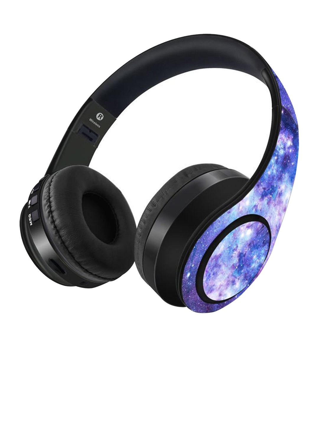 

macmerise Multicolor Galaxy Effect Printed Decibel WirelessOnEarHeadphones9Hrs Battery&Mic, Multi