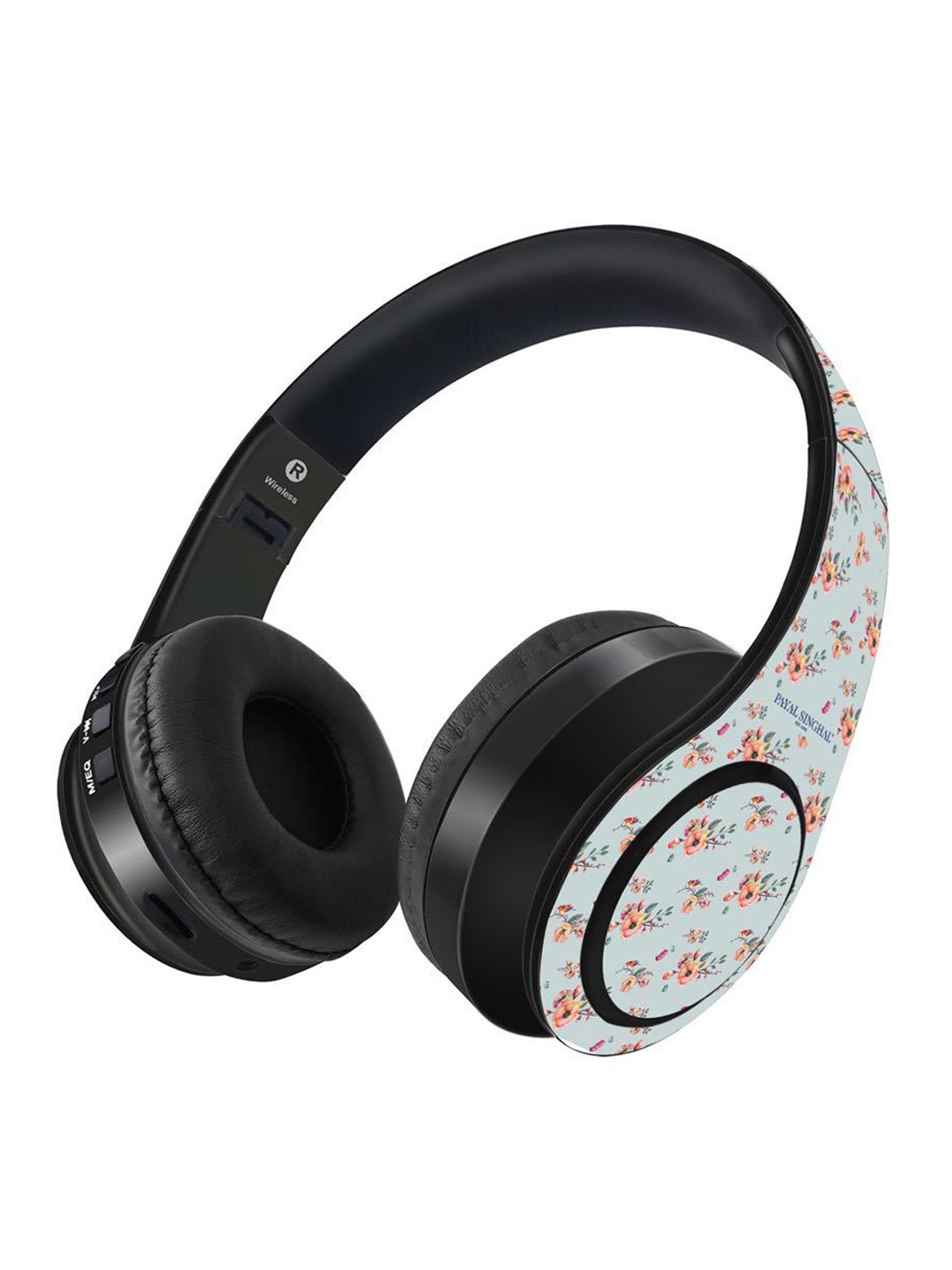 

macmerise Grey Orange Printed Bluetooth On Ear Headphones with 9 Hrs Battery & Mic