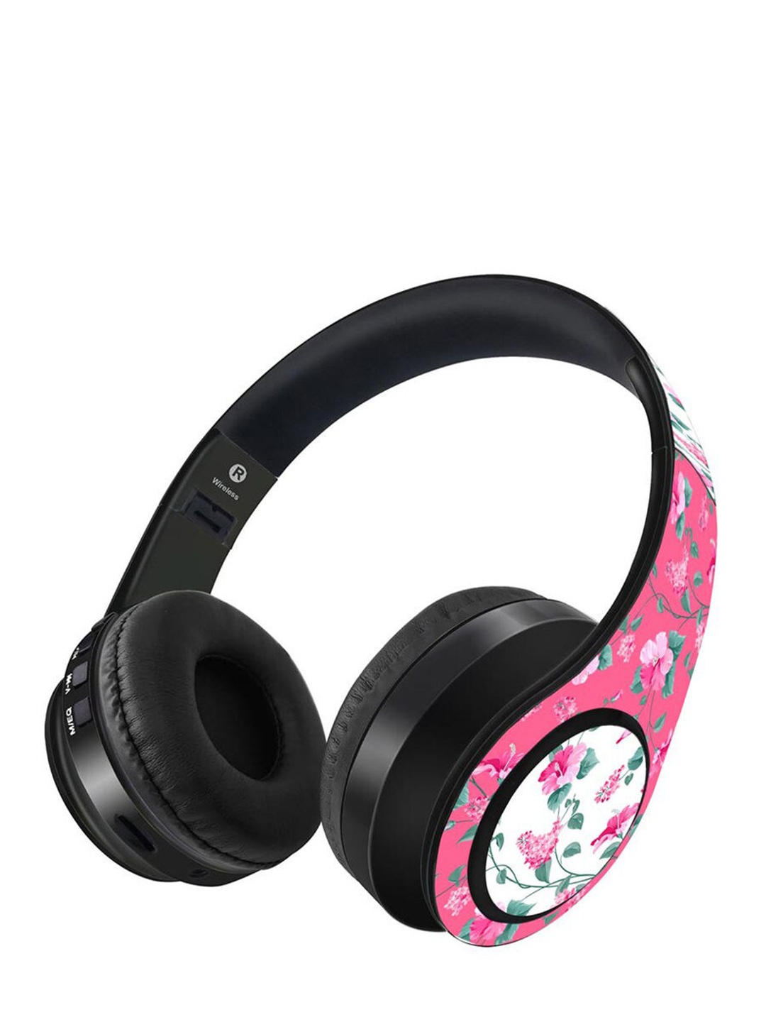

macmerise Pink & White Printed SK Hibiscus Blush Decibel Wireless On Ear Headphones